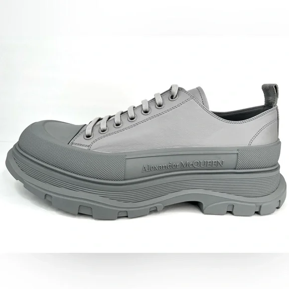 Alexander McQueen Men's Tread Slick Gray Low-Top Sneakers Size EU 49 - US 16 - Picture 2 of 10